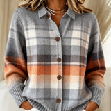 Marnie ombré check knitted jacket in Multicolour, front view