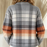Marnie ombré check knitted jacket, view 3
