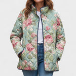 Matilda mint rose quilted jacket, front view