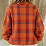 Megan orange checked knitted jacket, view 3