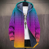 Myra - Hexagon Grid on Rainbow Gradient Jacket, front view