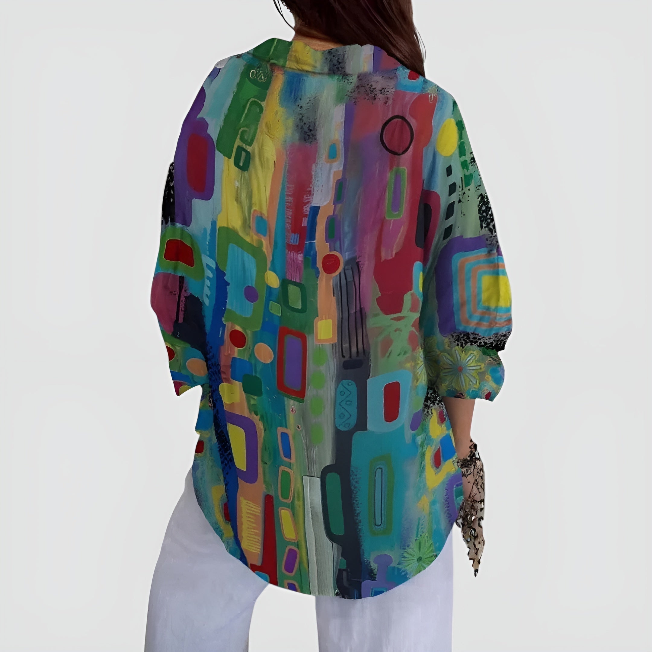 Ava geometric print blouse, view 4
