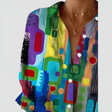 Ava geometric print blouse, view 3