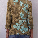 Lily olive botanical ruffle jacket, view 2