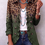 Emma leopard ombré ruffle jacket in Green, view 7