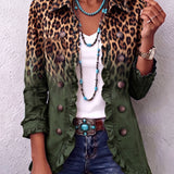 Emma leopard ombré ruffle jacket in Green, view 7
