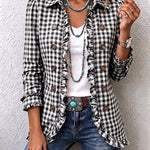 Evelyn gingham ruffle jacket in Black, view 7