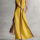 Harper sleeveless wrap maxi dress in Yellow, view 3
