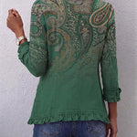 Aria green paisley ruffle jacket, view 2