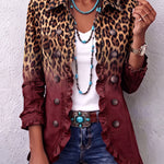 Emma leopard ombré ruffle jacket in Wine, view 5
