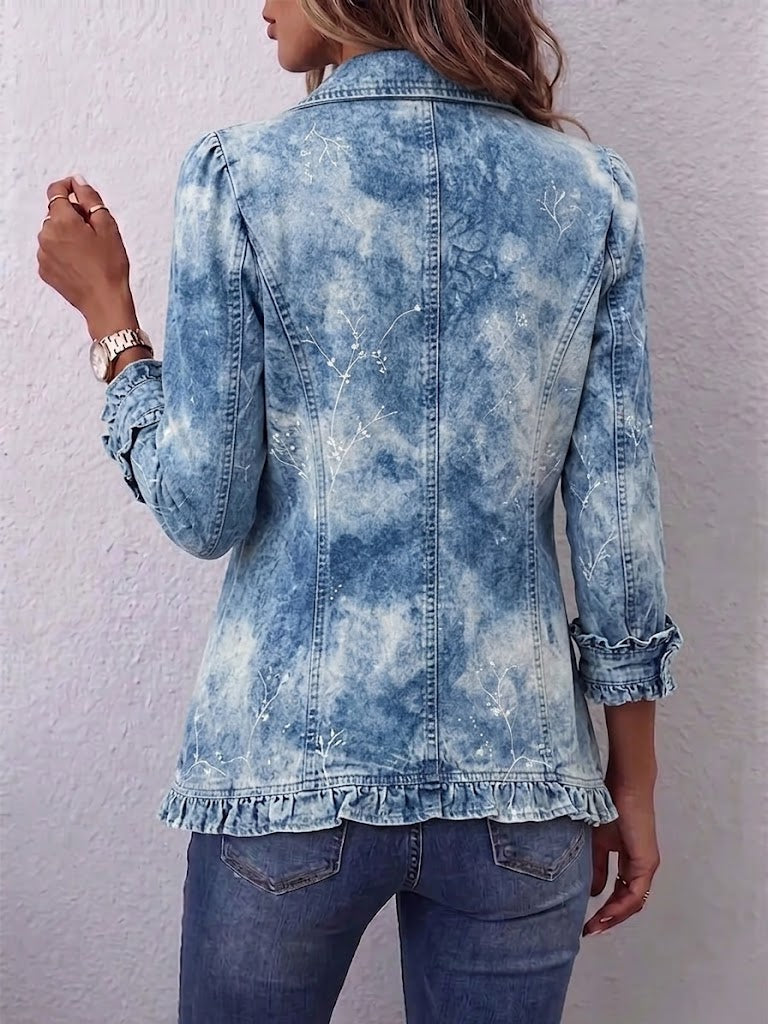 Sofia washed denim botanical jacket, view 2