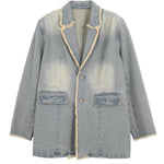 Hannah washed denim frayed blazer, view 3