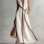 Harper sleeveless wrap maxi dress in White, front view