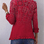 Riley red paisley ombré ruffle jacket, view 2