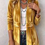Avery velvet open-front jacket in Gold, view 5