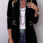 Avery velvet open-front jacket in Black, view 4