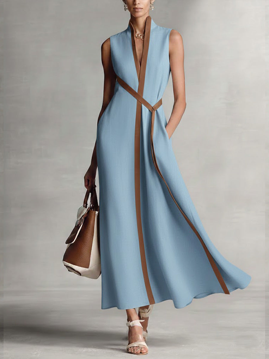 Harper sleeveless wrap maxi dress in Blue, view 2