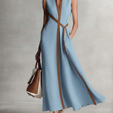Harper sleeveless wrap maxi dress in Blue, view 2