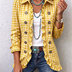 Evelyn gingham ruffle jacket in Yellow, view 5