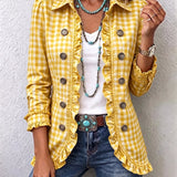 Evelyn gingham ruffle jacket in Yellow, view 5