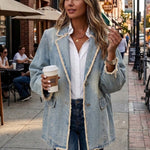 Hannah washed denim frayed blazer, view 2