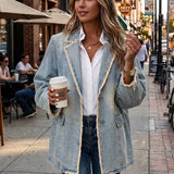 Hannah washed denim frayed blazer, view 2