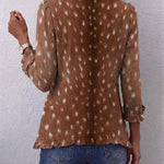 Layla tan deer print ruffle jacket, view 2