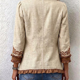 Scarlett cream embroidered ruffle jacket, view 2