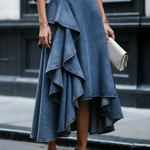 Layered ruffle denim skirt, view 2