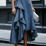 Layered ruffle denim skirt, view 2