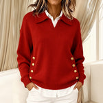 Jackie collared V neck jumper, view 3