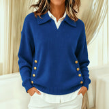 Jackie collared V neck jumper in Blue, view 4