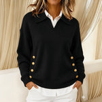 Jackie collared V neck jumper in Black, view 6