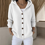 Joanne hooded button up knit cardigan in Grey, view 5