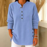 Judy button henley tunic jumper in Sky Blue, front view