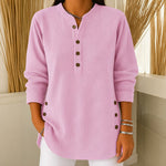 Judy button henley tunic jumper in Soft Pink, view 2