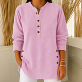 Judy button henley tunic jumper in Soft Pink, view 2