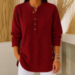 Judy button henley tunic jumper in Burgundy, view 3