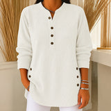 Judy button henley tunic jumper in White, view 5