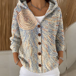 Louise hooded print button cardigan in Light Yellow, view 7