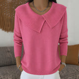 Meg wide collar knit jumper in Pink, view 3