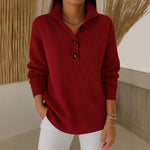 Becky V neck polo jumper in Burgundy, view 3