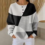 Pam waffle knit colour block jumper in Grey, front view
