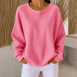 Rachel classic waffle knit jumper in Pink, front view