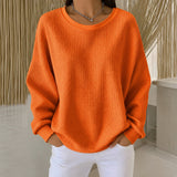 Rachel classic waffle knit jumper in Orange, view 3