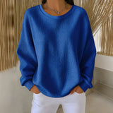 Rachel classic waffle knit jumper in Blue, view 6