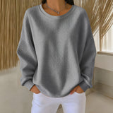 Rachel classic waffle knit jumper in Grey, view 8