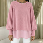 Rosie layered look knit jumper in Pink, view 4
