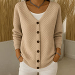 Sheila quilted button front cardigan in Khaki, view 3