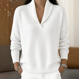 Cara shawl collar V neck jumper in White, view 6